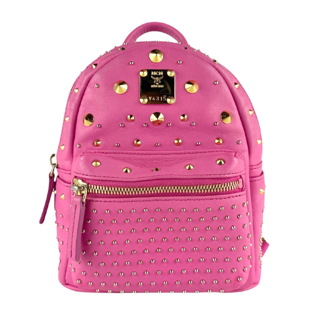 MCM Backpack, Leather, Metal, Pink Gold, Women's, z9383: --- Catalog ---Category: SizeSize (HxWxD): 20cm x 17cm x 8cm / 7.87'' x 6.69'' x 3.14''Category: DesignType: BackpackColor: Gold, PinkGender: WomenMaterial: Leather Category: GeneralBrand: MCMCountry 