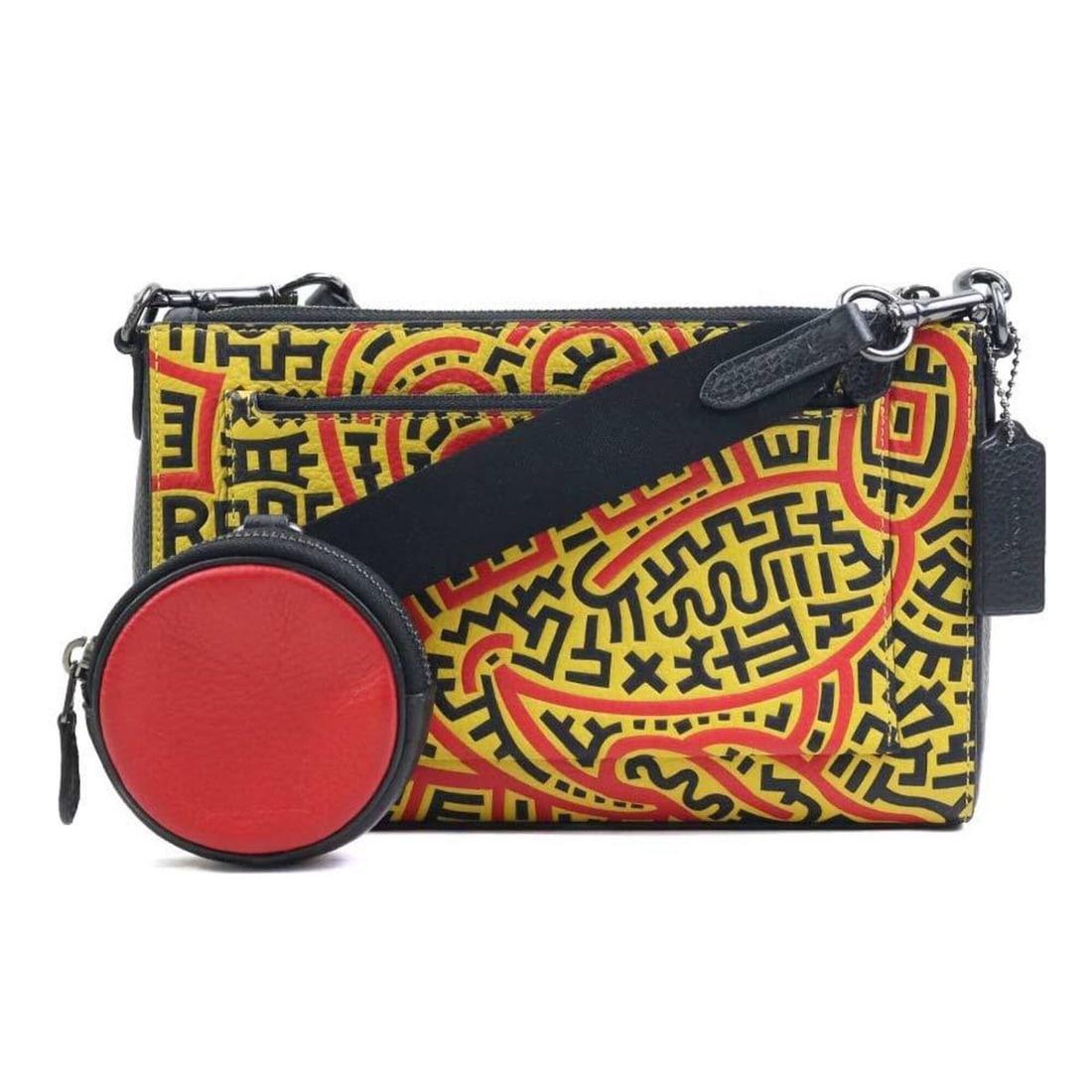 Coach shoulder bag, leather, black x yellow red, men's and women's, h31850k: --- Catalog ---Category: SizeSize (HxWxD): 16cm x 25cm x 4cm / 6.29'' x 9.84'' x 1.57''Category: DesignType: Shoulder bagColor: Black, Red color, YellowGender: Men,WomenMaterial: Leather Category: Gen