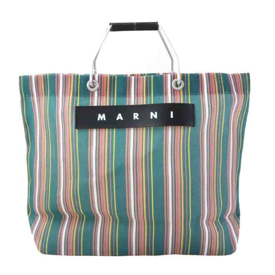 MARNI handbag, Flower Cafe design, nylon, aluminum, leather, green, women's, 56673k: --- Catalog ---Category: SizeSize (HxWxD): 31cm x 34cm x 11.5cm / 12.2'' x 13.38'' x 4.52''Category: DesignType: HandbagColor: GreenGender: WomenMaterial: Nylon , Aluminum , Leather Category: GeneralB