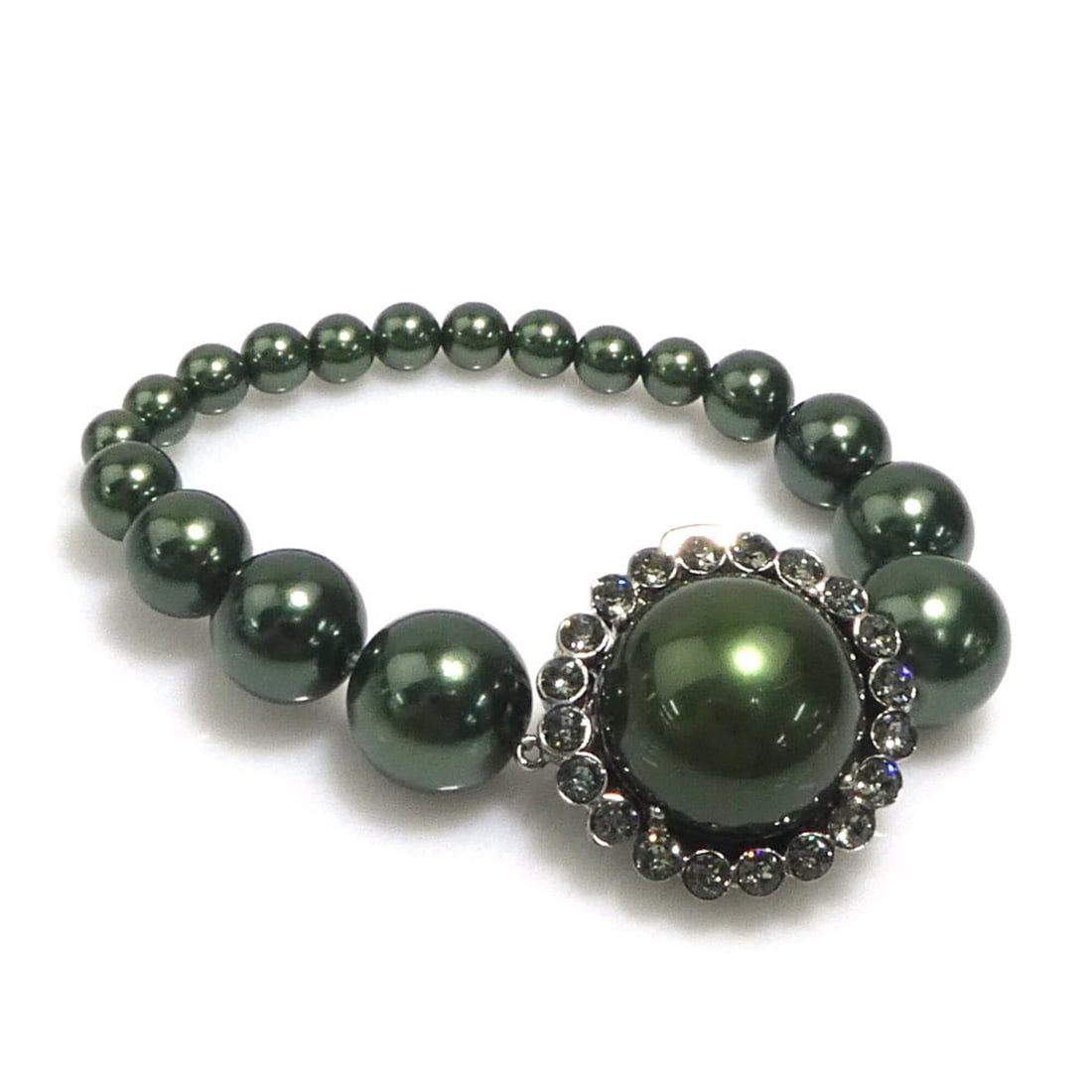 Miu Miu Miu bracelet, faux pearl, metal, dark green, silver, women's, e61358i: --- Catalog ---Category: SizeLength: 15cm / 5.9''Category: DesignType: Charm braceletColor: Dark green, SilverGender: WomenMaterial: Artificial pearl, MetalCategory: GeneralBrand: Miu MiuCountry of Or