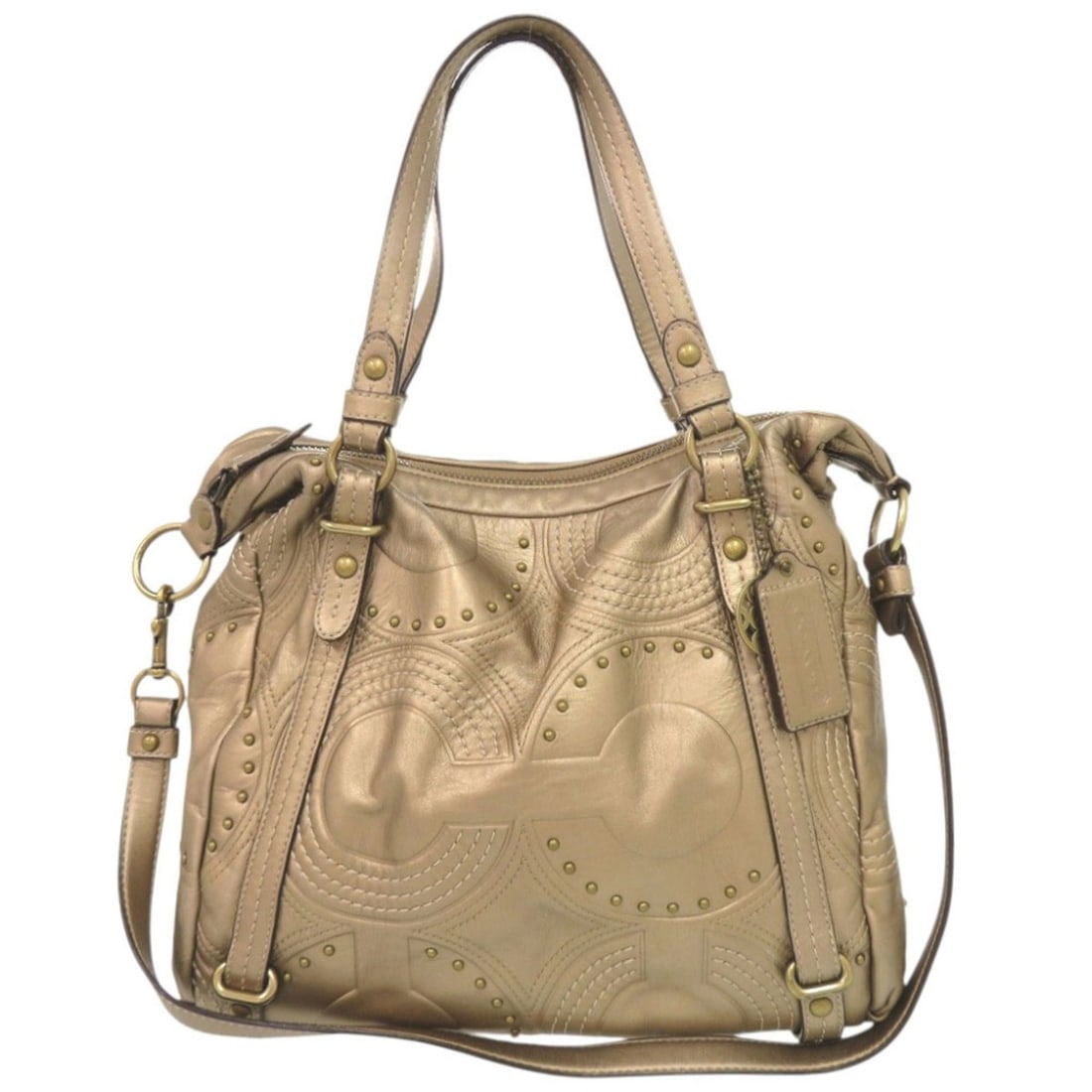 Coach Alexandra 15276 Leather Gold 2-Way Handbag Shoulder Bag Tote 1888COACH: --- Catalog ---Category: SizeSize (HxWxD): 30cm x 33cm x 10cm / 11.81'' x 12.99'' x 3.93''Category: DesignType: Handbag, Shoulder bag, Tote bagColor: GoldGender: WomenMaterial: Leather Category: Gener