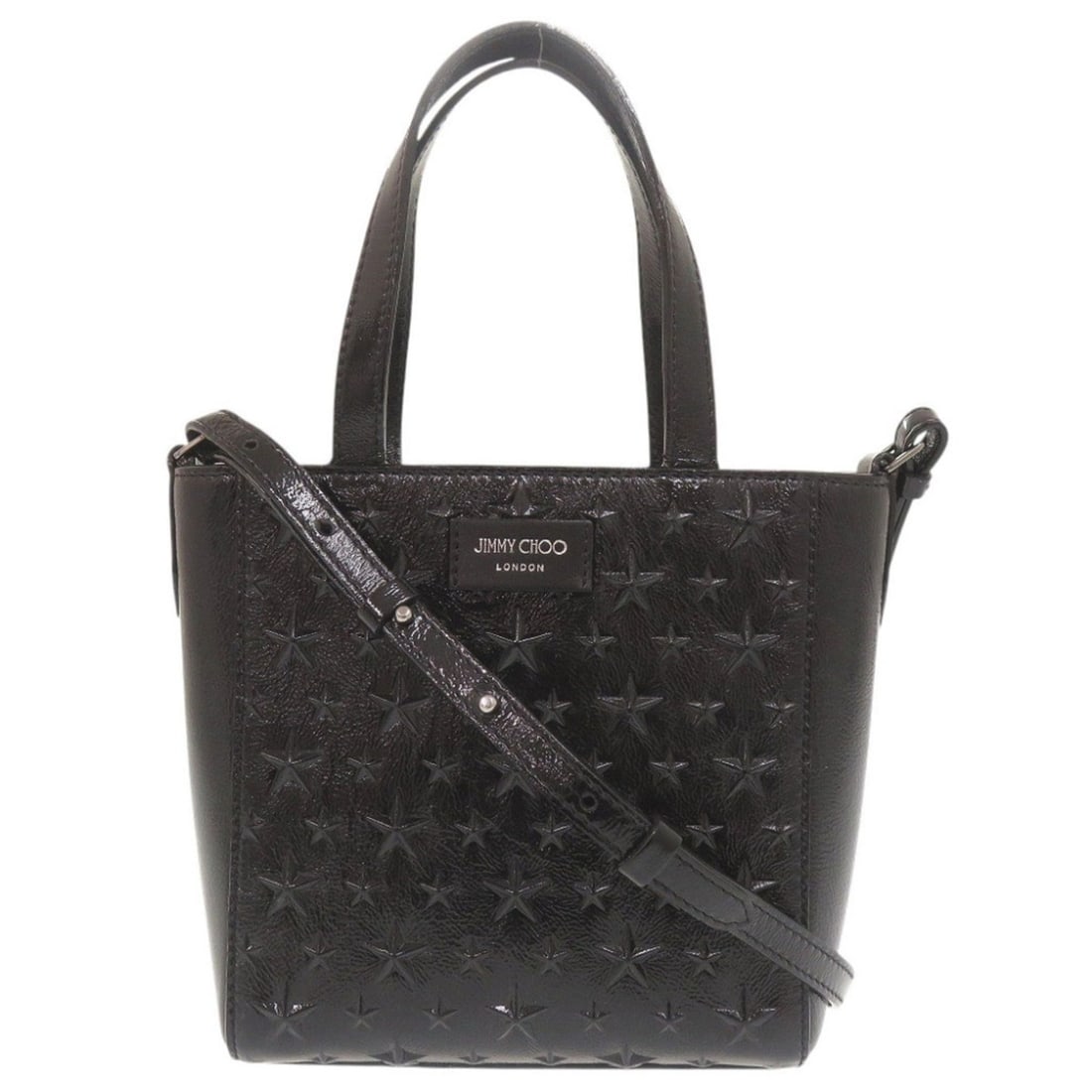 Jimmy Choo Mini Pegassi Star Embossed Patent Leather Black 2-Way Handbag Shoulder Bag 0941JIMMY CHOO: --- Catalog ---Category: SizeSize (HxWxD): 17.5cm x 20.5cm x 7cm / 6.88'' x 8.07'' x 2.75''Category: DesignType: Handbag, Shoulder bagColor: BlackGender: WomenMaterial: Patent leather Category: Genera