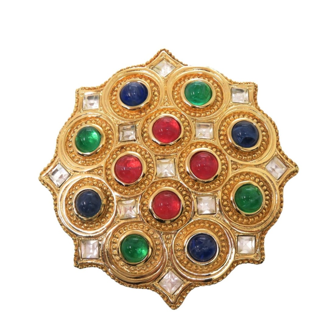 Christian Dior Dior Marble Stone Brooch, Metal, Multicolor 0395: --- Catalog ---Category: SizeCharm Size: 6.4cm x 6.2cm / 2.52'' x 2.44''Category: DesignType: BroochColor: Blue, Green, Multi-color, Red colorGender: WomenMaterial: MetalCategory: GeneralBrand: Christ