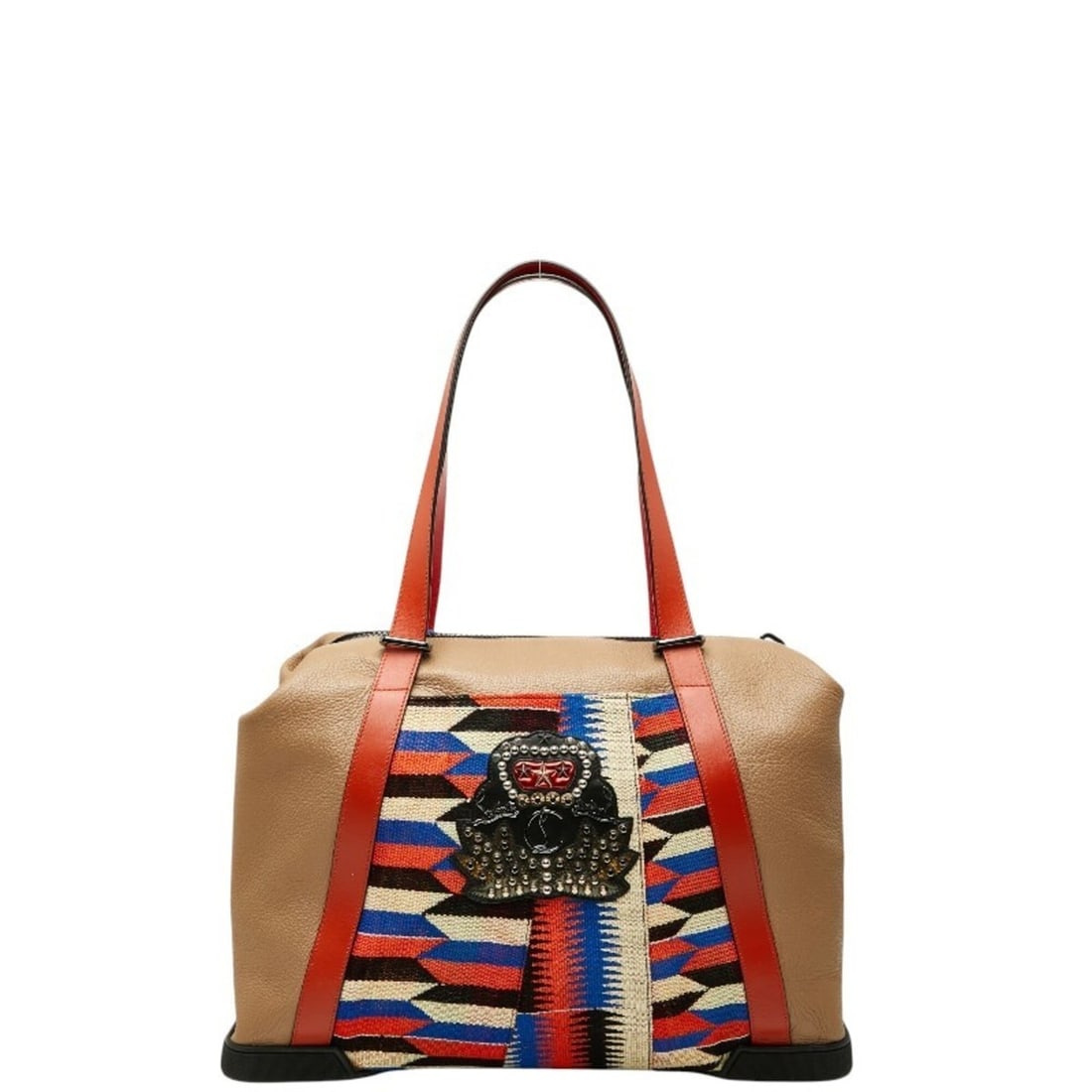 Christian Louboutin Damon Handbag Boston Bag Tote Beige Orange Multicolor Leather Canvas Rubber: --- Catalog ---Category: SizeSize (HxWxD): 31cm x 41cm x 17cm / 12.2'' x 16.14'' x 6.69''Category: DesignType: Boston bag, Tote bagColor: Beige, Multi-color, OrangeGender: WomenMaterial: Leather , Can