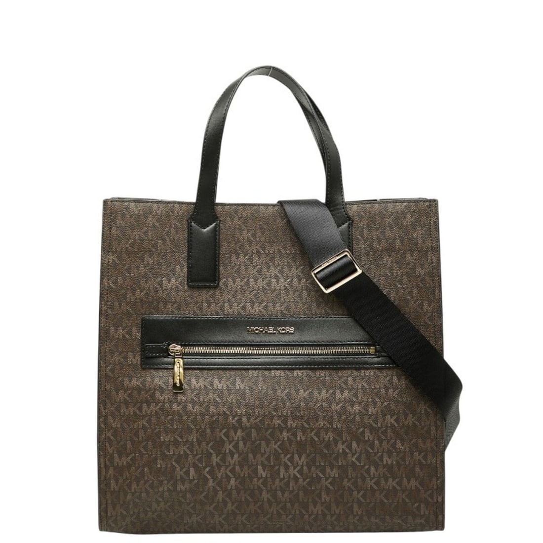 Michael Kors MK Signature Kenly LG NS Tote Bag Shoulder Handbag 2-Way Brown Black Leather Women's: --- Catalog ---Category: SizeSize (HxWxD): 14.5cm x 36cm x 13.5cm / 5.7'' x 14.17'' x 5.31''Category: DesignType: Handbag, Shoulder bag, Tote bagColor: Black, BrownGender: WomenMaterial: PVC , Leather