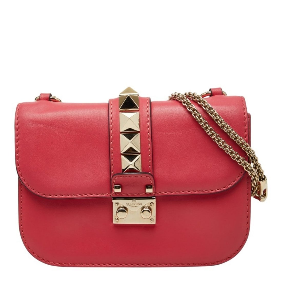 Valentino Rockstud Chain Shoulder Bag, Pink Leather, Women's VALENTINO: --- Catalog ---Category: SizeSize (HxWxD): 14.5cm x 20.5cm x 4cm / 5.7'' x 8.07'' x 1.57''Category: DesignType: Shoulder bagColor: PinkGender: WomenMaterial: Leather Category: GeneralBrand: Valentino-