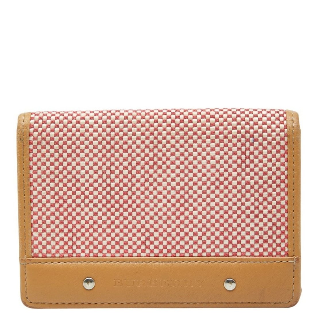 Burberry Nova Check Business Card Holder/Card Case/Pass Case, Beige/Red Leather/Canvas, Women's: --- Catalog ---Category: DesignType: Card caseColor: Beige, Red colorGender: WomenMaterial: Leather , Canvas Category: GeneralBrand: BurberryCategory: Physical PropertiesSize (HxWxD): 8cm x 11cm x 1.2
