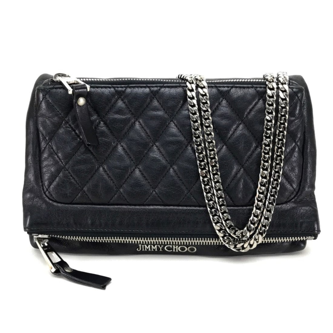 JIMMY CHOO Quilted Leather Shoulder Bag for Men and Women, Chain Bag, Black.: --- Catalog ---Category: SizeSize (HxWxD): 31cm x 26cm x 3cm / 12.2'' x 10.23'' x 1.18''Strap Length: 69cm - 128cm / 27.16'' - 50.39''Category: DesignType: Shoulder bagColor: BlackGender: Men,Women,Un