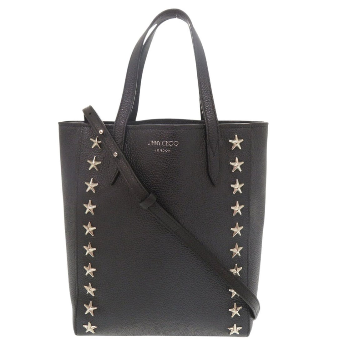 Jimmy Choo Bria Tote Star Studded Leather Black 2-Way Bag Shoulder 1109JIMMY CHOO: --- Catalog ---Category: SizeSize (HxWxD): 25cm x 26cm x 7cm / 9.84'' x 10.23'' x 2.75''Category: DesignType: Shoulder bag, Tote bagColor: BlackGender: WomenMaterial: Leather Category: GeneralBrand: J