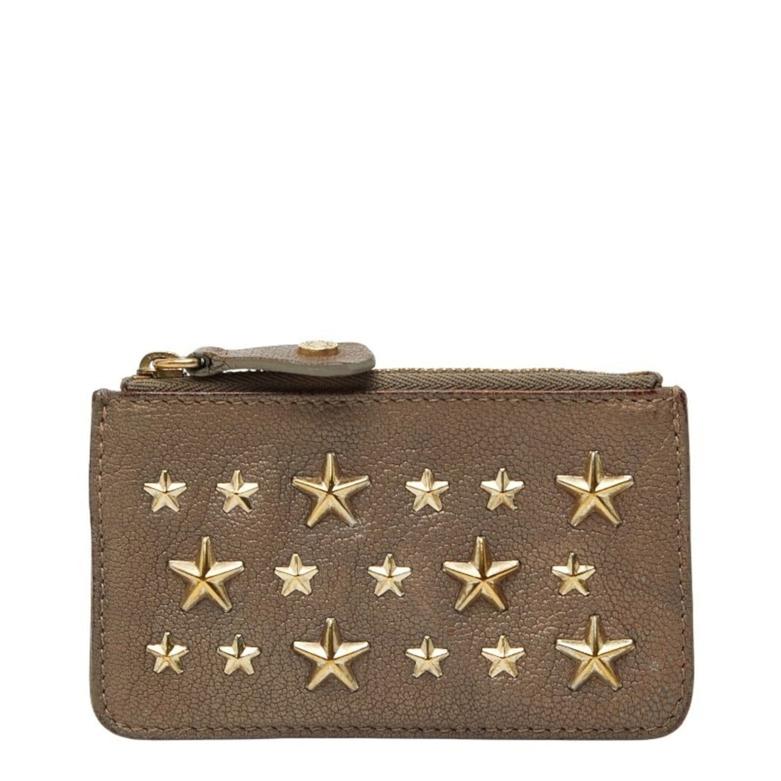Jimmy Choo Studded Star Wallet/Coin Purse, Gray Leather, Women's.: --- Catalog ---Category: SizeSize (HxWxD): 7.5cm x 12.5cm x 5.00mm / 2.95'' x 4.92'' x 0.19''Category: DesignType: Coin purse/coin caseColor: GrayGender: WomenMaterial: Leather Category: GeneralBrand: