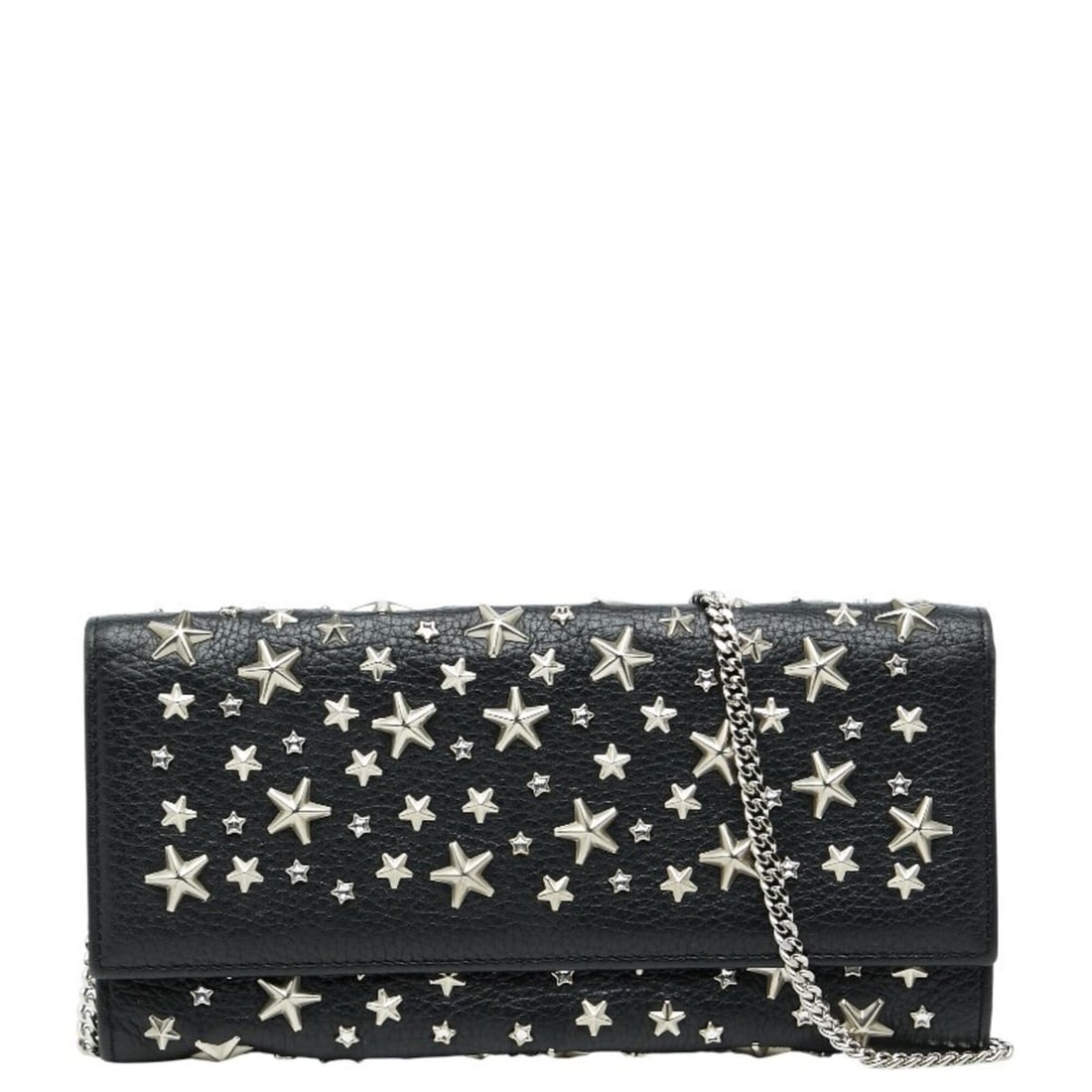 Jimmy Choo Star Studded Chain Wallet, Black Leather, Women's: --- Catalog ---Category: SizeSize (HxWxD): 11cm x 22cm x 2.5cm / 4.33'' x 8.66'' x 0.98''Category: DesignType: Chain/Shoulder walletColor: BlackGender: WomenMaterial: Leather Category: GeneralBrand: J