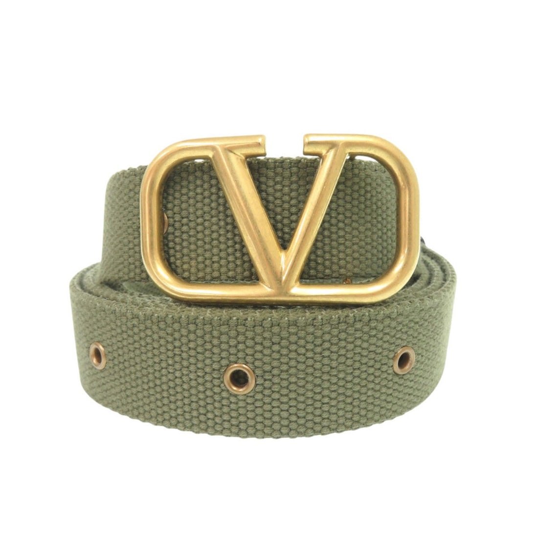 Valentino V-logo TY0T0R45TIB Gold Hardware Canvas Army Green Belt 1122 VALENTINO Men's: --- Catalog ---Category: SizeLength: 172cm / 67.71''Category: DesignType: Standard beltColor: Green, KhakiGender: MenMaterial (Strap): Canvas Category: GeneralMPN: TY0T0R45TIBBrand: ValentinoCountry o
