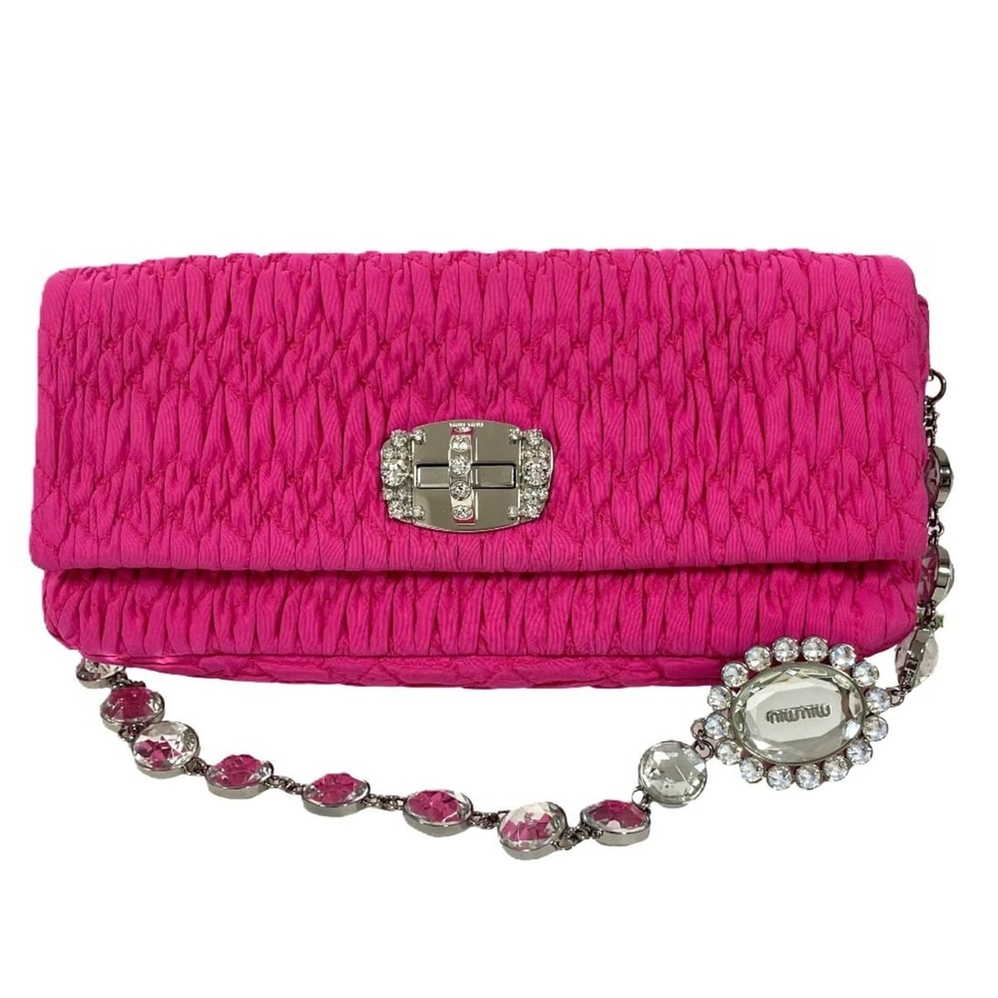 Miu Miu Miu Nappa Crystal Matelassé Bijou 2-way Shoulder Bag Pink Women's (1 of 18)