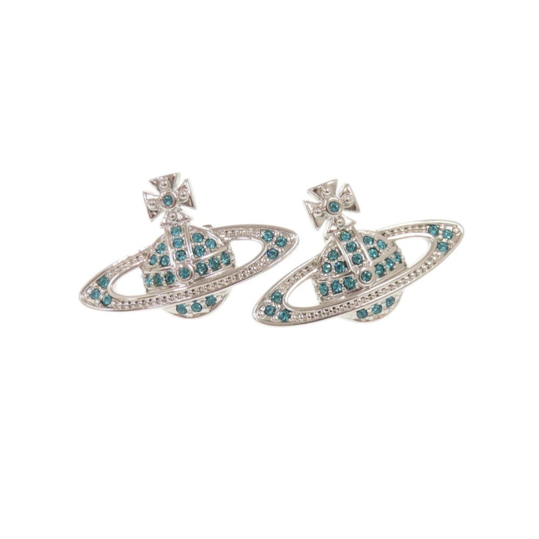 Vivienne Westwood MINI BAS RELIEF Orb Brass Rhinestone Silver Blue Earrings 1412: --- Catalog ---Category: SizeSize (HxWxD): 17.00mm x 26.00mm / 0.67'' x 1.02''Category: DesignType: Stud earringsColor: BlueGender: WomenMaterial: Brass, RhinestoneCategory: GeneralBrand: Vivienne Wes