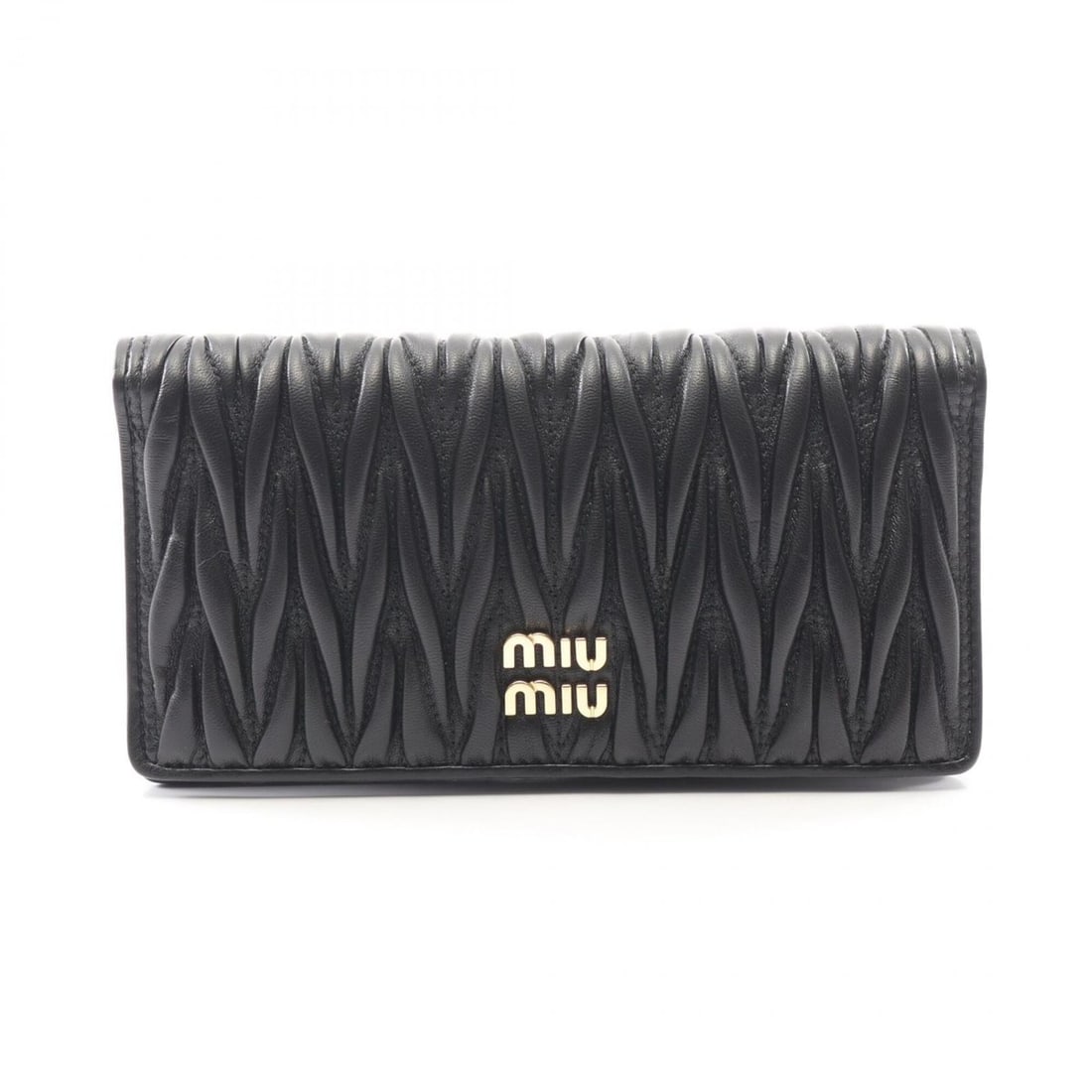 Miu Miu Miu Matelassé Bi-fold Long Wallet, Leather, Women's, Black, 5MV027: --- Catalog ---Category: SizeSize (HxWxD): 9.5cm x 18cm x 2cm / 3.74'' x 7.08'' x 0.78''Category: DesignType: Long wallet (bi-fold)Color: BlackGender: WomenMaterial: Leather Category: GeneralMPN: 5MV0