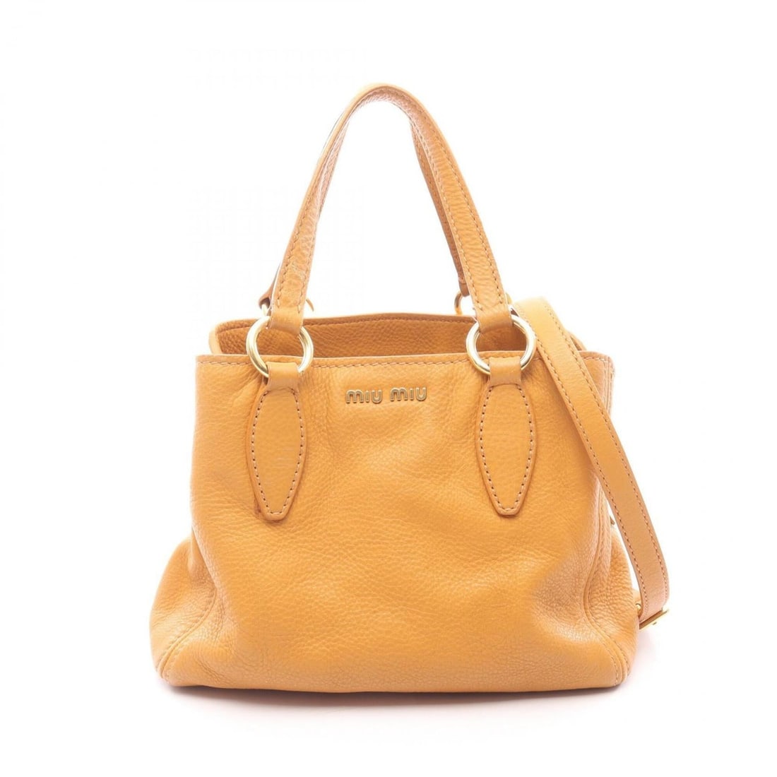 Miu Miu Miu VITELLO CARIBU Handbag, Leather, Women's, Yellow: --- Catalog ---Category: SizeSize (HxWxD): 26cm x 28.5cm x 13cm / 10.23'' x 11.22'' x 5.11''Category: DesignType: HandbagColor: YellowGender: WomenMaterial: Leather Category: GeneralBrand: Miu Miu--- 