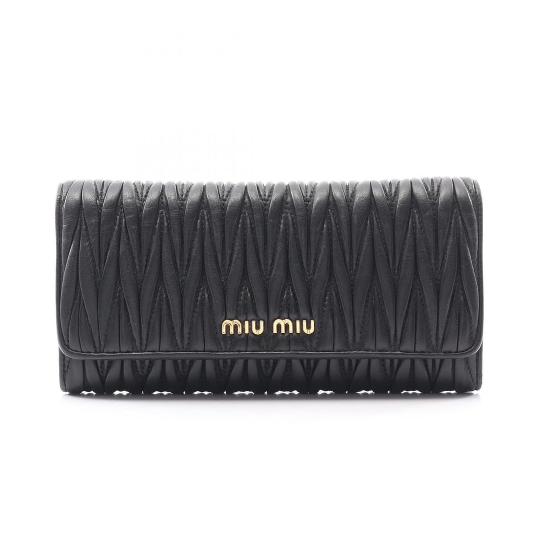 Miu Miu Miu MATELASSE'1 Matelasse Bi-fold Long Wallet, Leather, Women's, Black: --- Catalog ---Category: SizeSize (HxWxD): 10cm x 19.5cm x 3cm / 3.93'' x 7.67'' x 1.18''Category: DesignType: Long wallet (bi-fold)Color: BlackGender: WomenMaterial: Leather Category: GeneralBrand: M