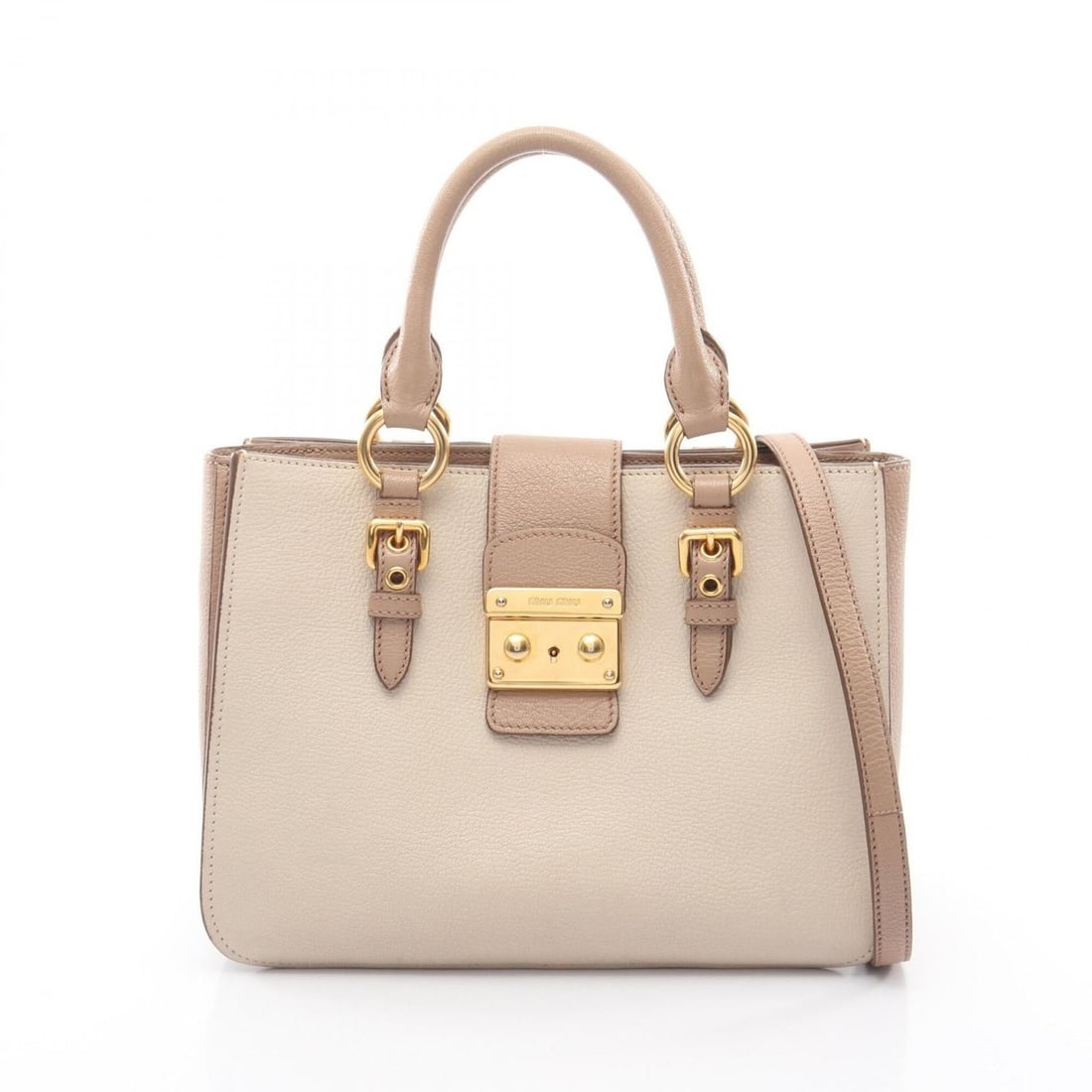 Miu Miu Miu Madras Tote Bag Handbag Leather Women's Beige Brown: --- Catalog ---Category: SizeSize (HxWxD): 21cm x 27.5cm x 7cm / 8.26'' x 10.82'' x 2.75''Category: DesignType: Handbag, Tote bagColor: Beige, BrownGender: WomenMaterial: Leather Category: GeneralBran