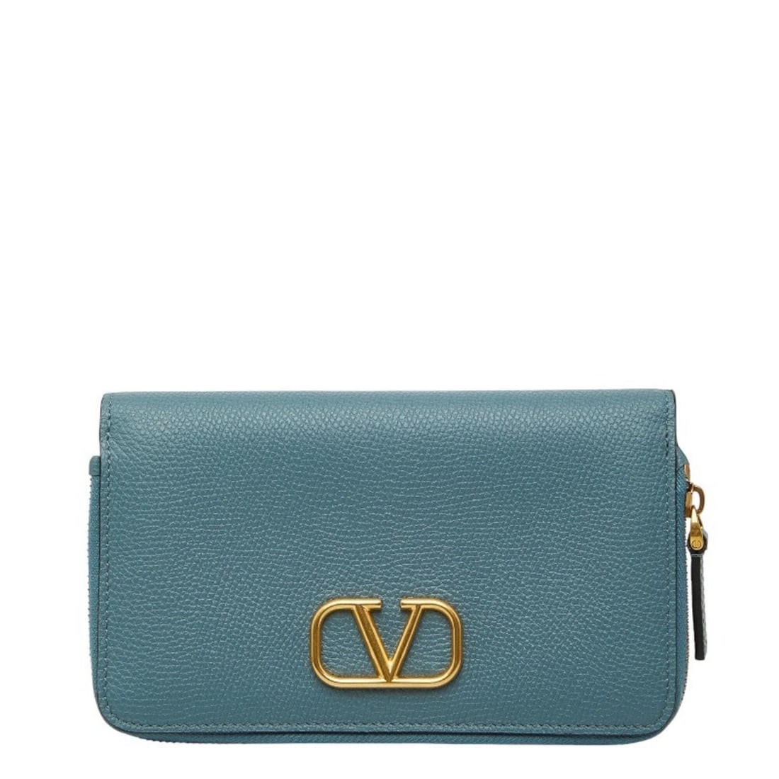 Valentino V-logo round zipper long wallet, light blue leather, women's.: --- Catalog ---Category: SizeSize (HxWxD): 10cm x 17cm x 3cm / 3.93'' x 6.69'' x 1.18''Category: DesignType: Coin purse/coin caseColor: Light blueGender: WomenMaterial: Leather Category: GeneralBrand: