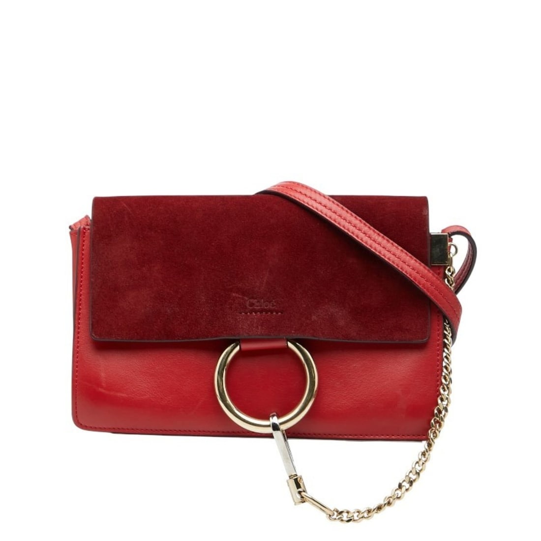 Chloé Chloe Faye Crossbody Shoulder Bag, Red Leather Suede, Women's: --- Catalog ---Category: SizeSize (HxWxD): 15.5cm x 23.5cm x 2.5cm / 6.1'' x 9.25'' x 0.98''Category: DesignType: Shoulder bagColor: Red colorGender: WomenMaterial: Leather , Suede Category: GeneralBr