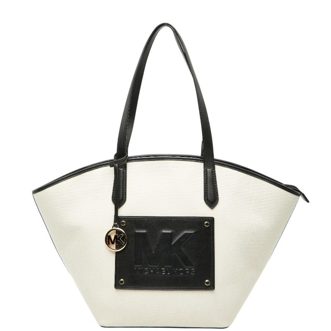 Michael Kors tote bag, white and black canvas leather, for women.: --- Catalog ---Category: SizeSize (HxWxD): 51cm x 53cm x 16cm / 20.07'' x 20.86'' x 6.29''Category: DesignType: Tote bagColor: Black, WhiteGender: WomenMaterial: Canvas , Leather Category: GeneralBran