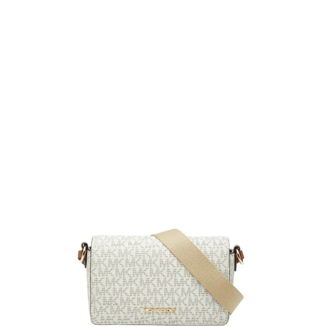 Michael Kors MK Signature Shoulder Bag, White, Beige, Brown Leather, Women's.: --- Catalog ---Category: SizeSize (HxWxD): 12cm x 19cm x 6cm / 4.72'' x 7.48'' x 2.36''Category: DesignType: Pouch, Shoulder bagColor: Beige brown, WhiteGender: WomenMaterial: PVC , Leather Category: 