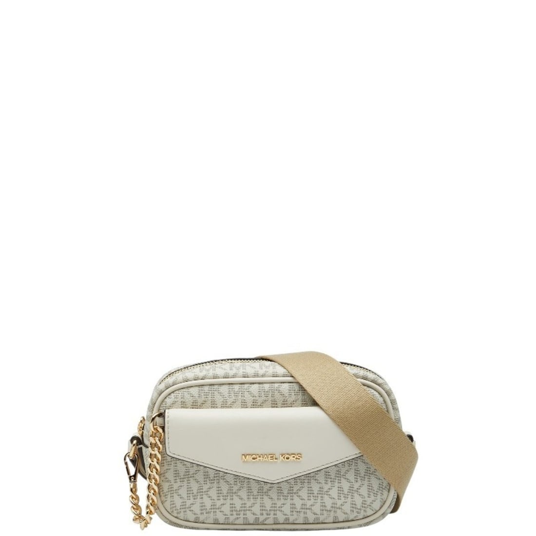 Michael Kors MK Signature MAISIE 2-in-1 Camera Crossbody Shoulder Bag, White/Beige Leather, Women's.: --- Catalog ---Category: SizeSize (HxWxD): 11cm x 19cm x 5.5cm / 4.33'' x 7.48'' x 2.16''Category: DesignType: Pouch, Shoulder bagColor: Beige, WhiteGender: WomenMaterial: Leather , PVC Category: Gene