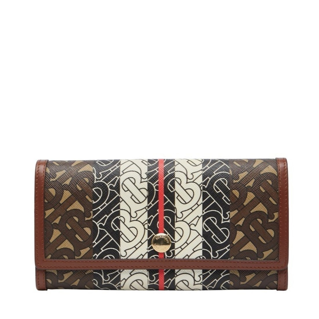 Burberry TB Monogram Long Wallet, Brown & Black Leather, Women's BURBERRY: --- Catalog ---Category: SizeSize (HxWxD): 10cm x 19.5cm x 2cm / 3.93'' x 7.67'' x 0.78''Category: DesignType: Coin purse/coin caseColor: Black, BrownGender: WomenMaterial: PVC , Leather Category: Gen