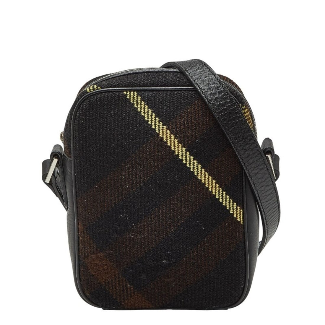 Burberry Check Crossbody Shoulder Bag, Black/Brown Leather/Canvas, Women's.: --- Catalog ---Category: SizeSize (HxWxD): 19cm x 14cm x 5cm / 7.48'' x 5.51'' x 1.96''Category: DesignType: Shoulder bagColor: Black, BrownGender: WomenClosure: OpenOuter Pocket: Open pocket Category