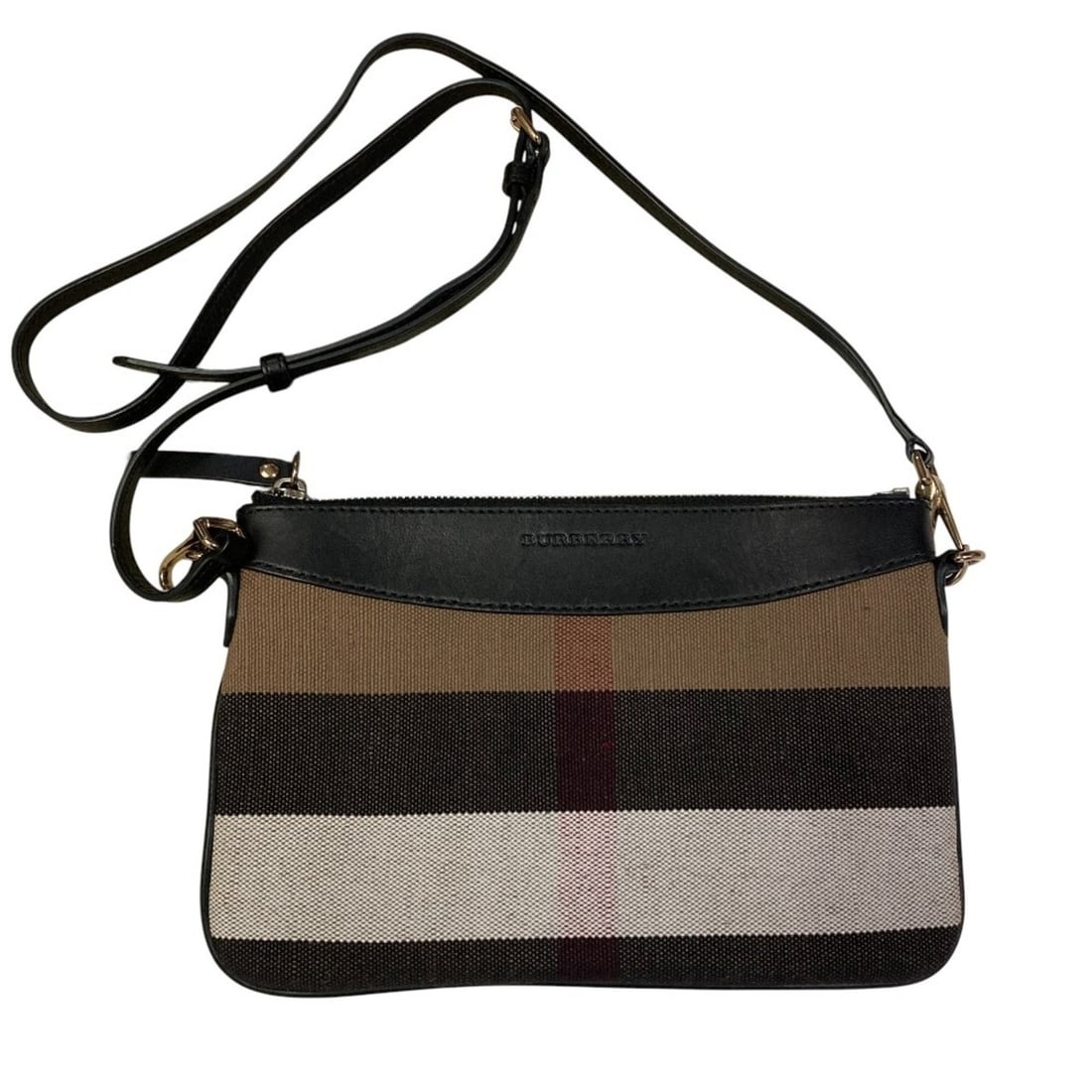 BURBERRY Canvas x Leather Nova Check Flat Shoulder Bag, Black/Brown, Women's: --- Catalog ---Category: SizeSize (HxWxD): 17cm x 25cm x 1cm / 6.69'' x 9.84'' x 0.39''Category: DesignType: Shoulder bagColor: Black, Brown, WhiteGender: WomenMaterial: Canvas Category: GeneralBrand: