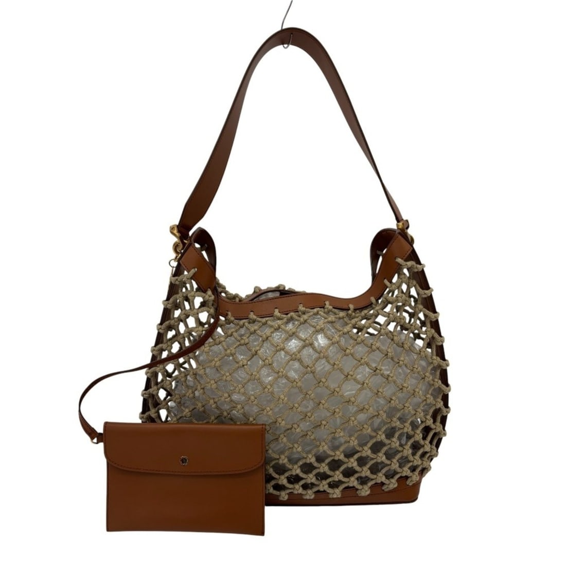 Stella McCartney 24SS Stella Nina McCartney Eco Knotted Mesh Tote Bag Brown Women's: --- Catalog ---Category: SizeSize (HxWxD): 34cm x 37cm x 16cm / 13.38'' x 14.56'' x 6.29''Category: DesignType: Pouch, Tote bagColor: BrownGender: WomenMaterial: Mesh Category: GeneralBrand: Stella Mc