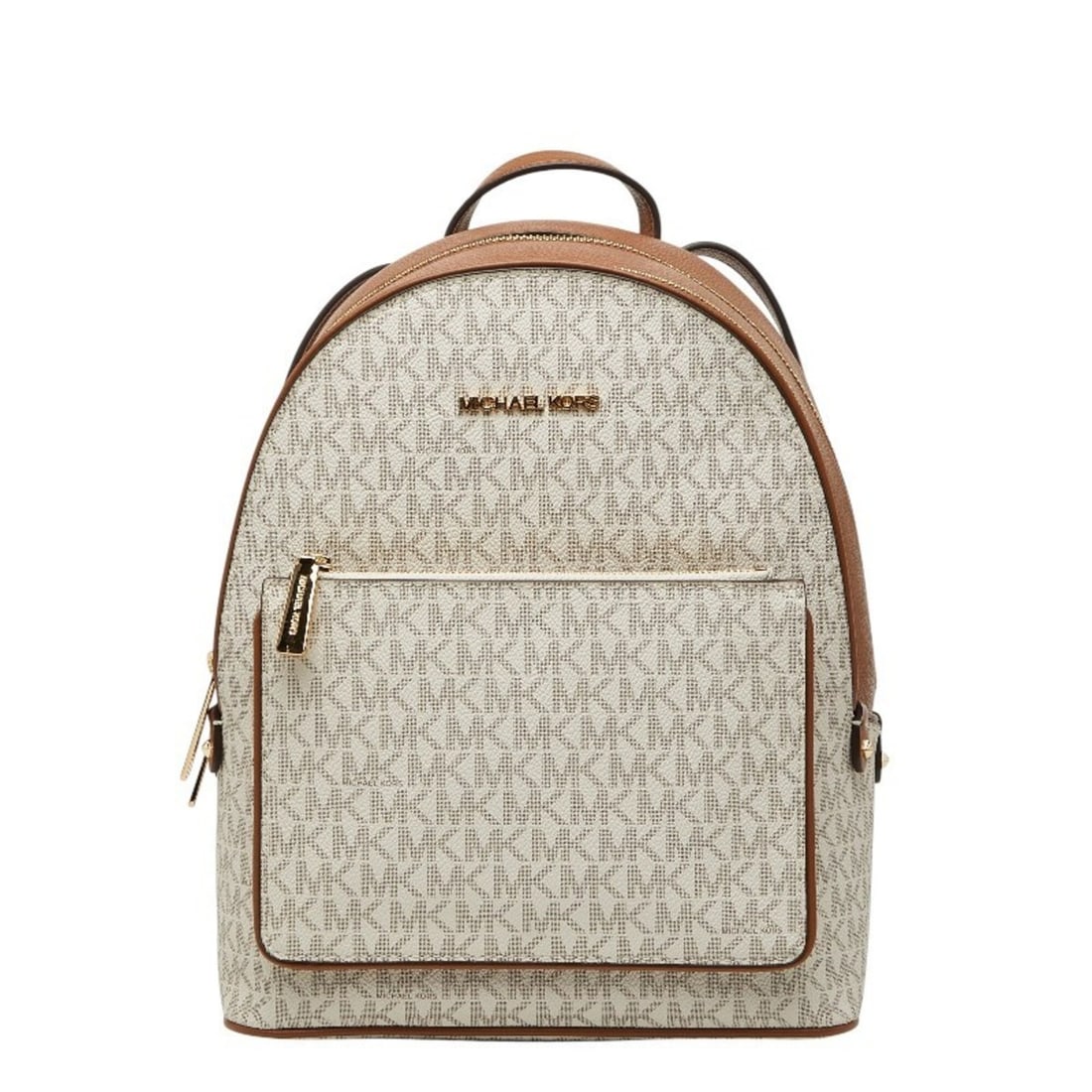 Michael Kors MK Signature Backpack, White/Brown Leather, Women's.: --- Catalog ---Category: SizeSize (HxWxD): 27cm x 23.5cm x 11.5cm / 10.62'' x 9.25'' x 4.52''Category: DesignType: BackpackColor: Brown, WhiteGender: WomenMaterial: PVC , Leather Category: GeneralBran
