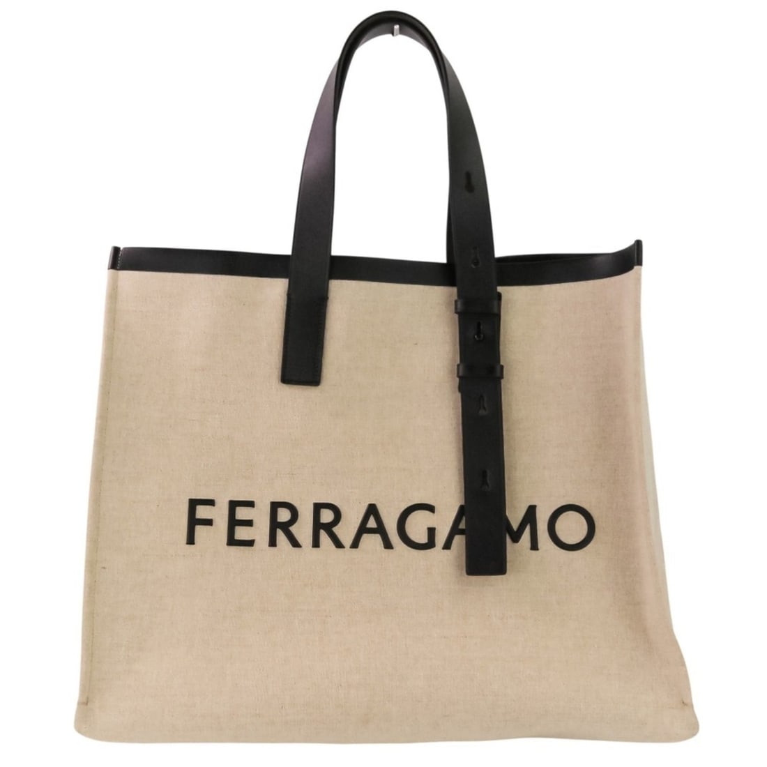 Salvatore Ferragamo FERRAGAMO Ferragamo Logo Canvas Tote Bag 24 1298 Beige Black Men's: --- Catalog ---Category: SizeSize (HxWxD): 35cm x 43cm x 17cm / 13.77'' x 16.92'' x 6.69''Category: DesignType: Pouch, Tote bagColor: Beige, BlackGender: MenCategory: GeneralBrand: Salvatore Ferragamo