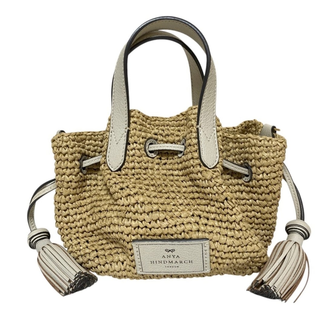 ANYA HINDMARCH Small Drawstring Raffia Tote Bag, Natural, Women's (1 of 15)