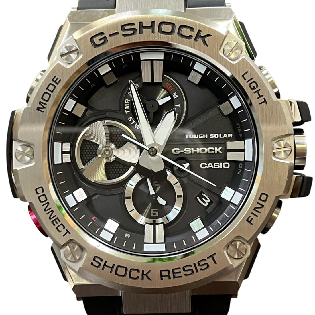 Casio G-SHOCK watch, total weight 101g, resin construction, solar-powered, black dial, GST-B100-1AJF: --- Catalog ---Category: SizeWrist Size: 13cm - 19.5cm / 5.11'' - 7.67''Case Diameter: 53mm / 2.09''Category: DesignType: WristwatchGender: MenColor (Dial): BlackMaterial (Case): Stainless steelCatego