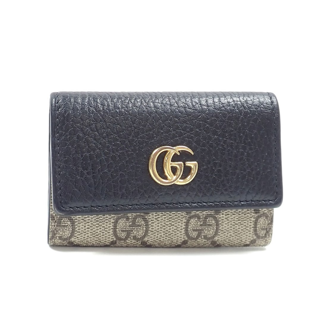 Gucci Double G Bicolor Key Case, Beige, Ebony, Black GG Supreme Canvas Leather, 456118, (1 of 11)