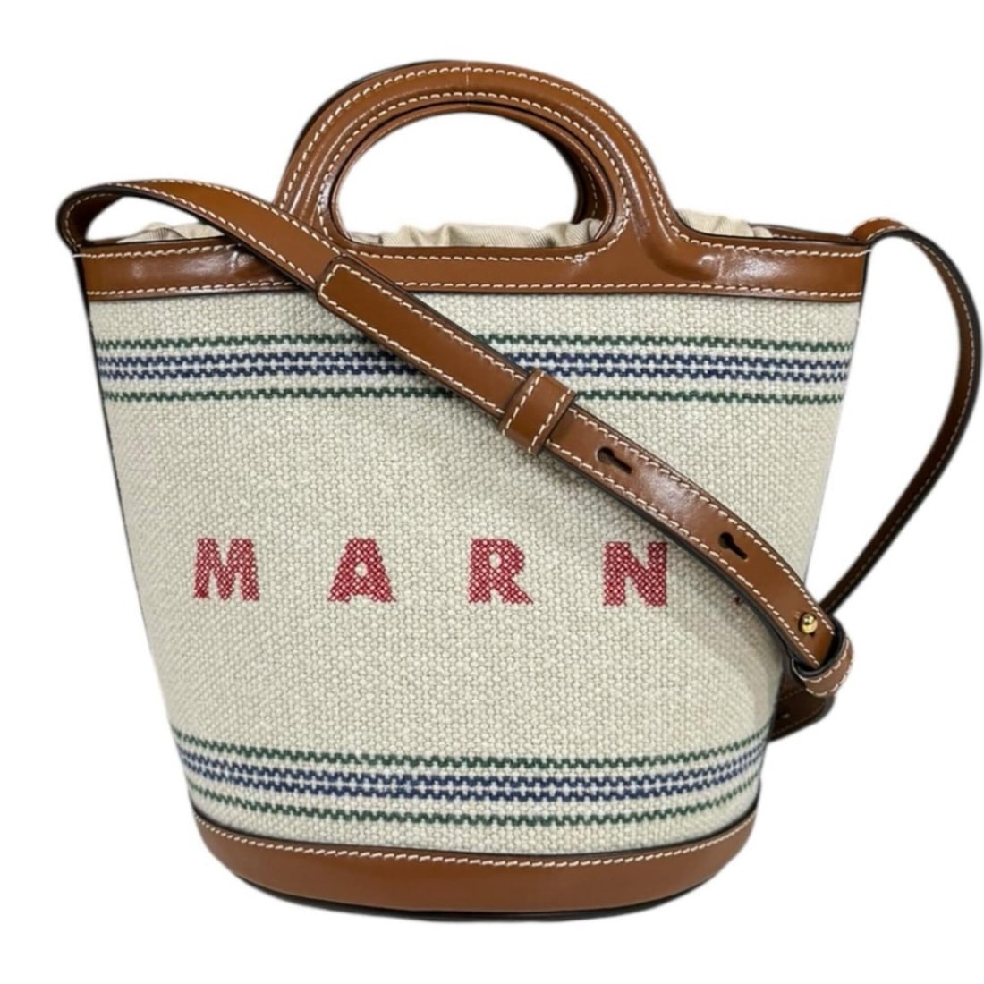 Marni Small Bucket Bag Tropicalia Shoulder Canvas SCMP0056U2 Brown Women's MARNI: --- Catalog ---Category: SizeSize (HxWxD): 18.5cm x 16.5cm x 16cm / 7.28'' x 6.49'' x 6.29''Category: DesignType: Shoulder bagColor: BrownGender: WomenMaterial: Canvas , Leather Category: GeneralBrand
