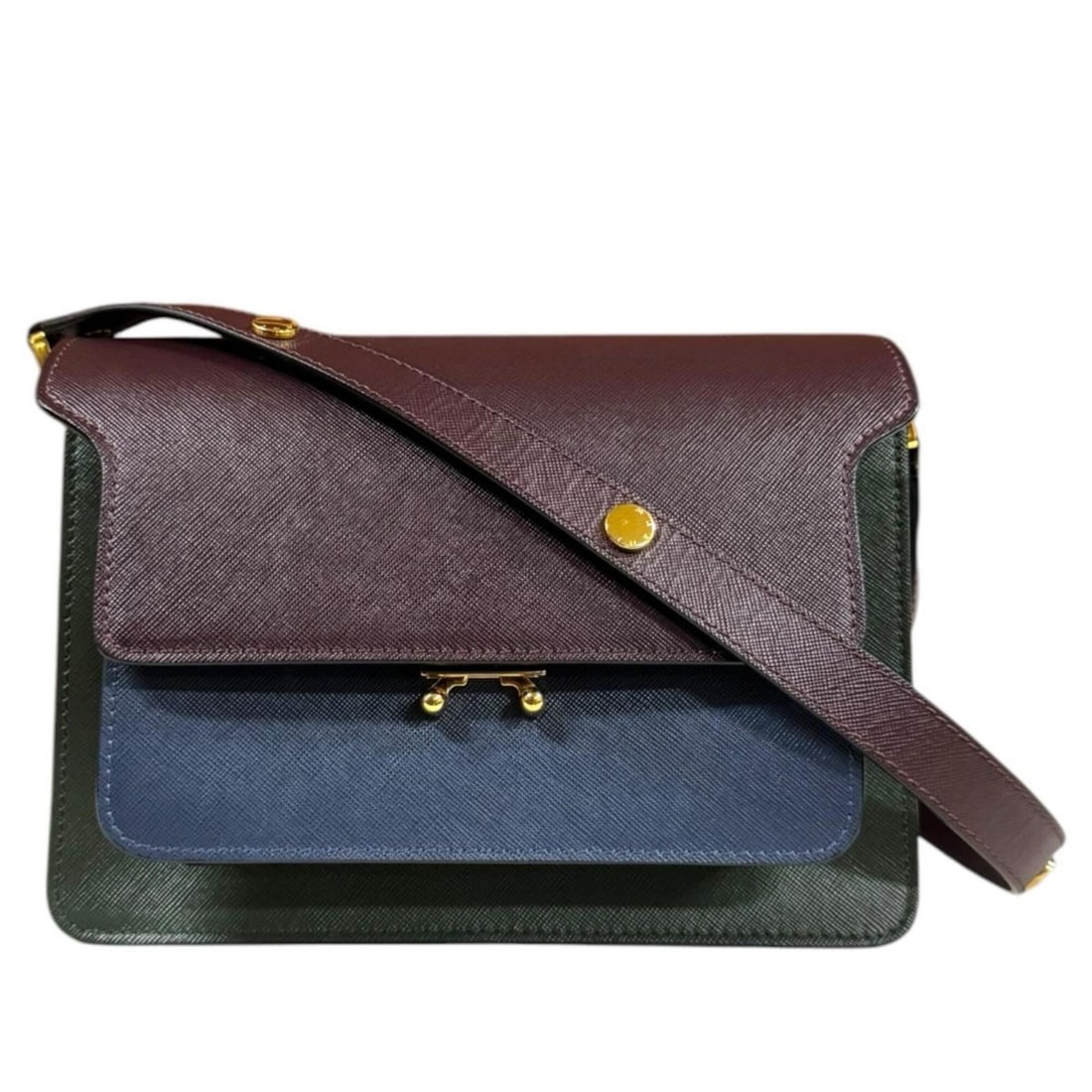 Marni Trunk Bag Shoulder Calfskin SBMPN09U09 Brown Women's MARNI: --- Catalog ---Category: SizeSize (HxWxD): 16cm x 23cm x 11.5cm / 6.29'' x 9.05'' x 4.52''Category: DesignType: Shoulder bagColor: Brown, Green, NavyGender: WomenMaterial: Leather Category: GeneralBra