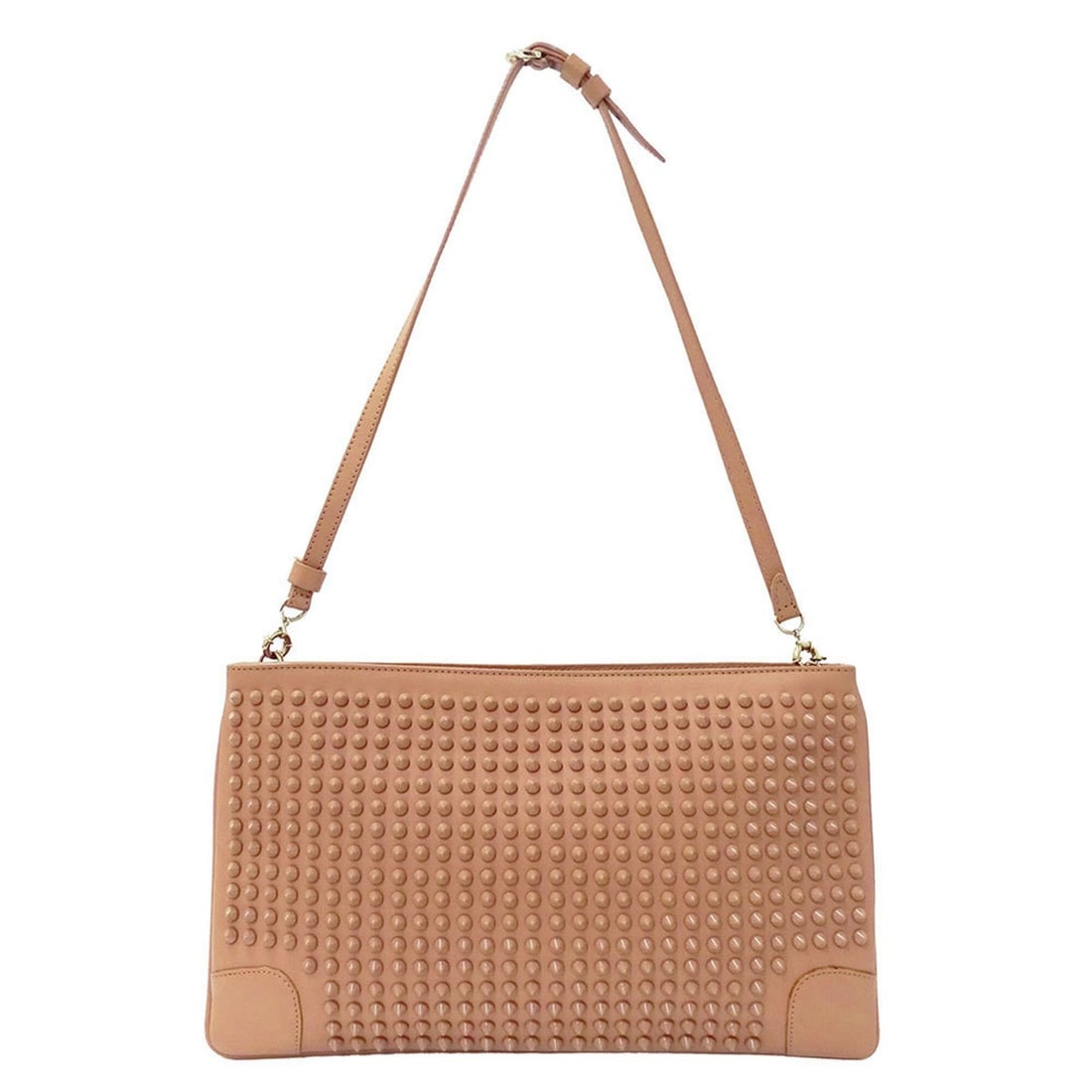 Christian Louboutin handbag for women, a designer handbag/shoulder bag, 2-way, leather, salmon pink,: --- Catalog ---Category: SizeSize (HxWxD): 17.5cm x 30cm x 1cm / 6.88'' x 11.81'' x 0.39''Category: DesignType: Handbag, Shoulder bagColor: Salmon pinkGender: WomenMaterial: Leather Category: GeneralB