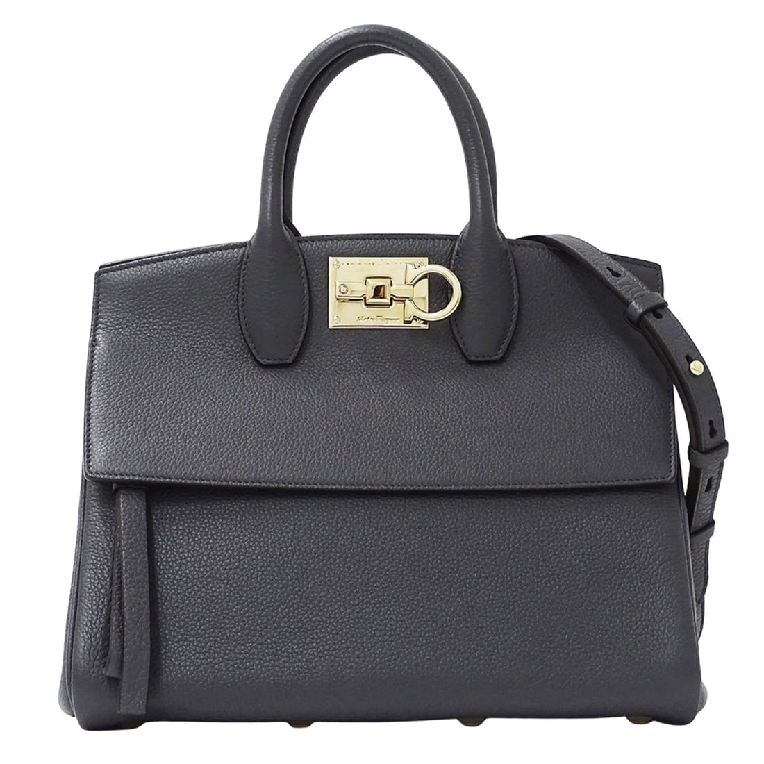 Salvatore Ferragamo Ferragamo women's handbag, brand name, handbag/shoulder bag, 2-way, studio: --- Catalog ---Category: SizeSize (HxWxD): 23cm x 28cm x 14cm / 9.05'' x 11.02'' x 5.51''Category: DesignType: Handbag, Shoulder bagColor: GrayGender: WomenMaterial: Leather Category: GeneralBrand: Sa