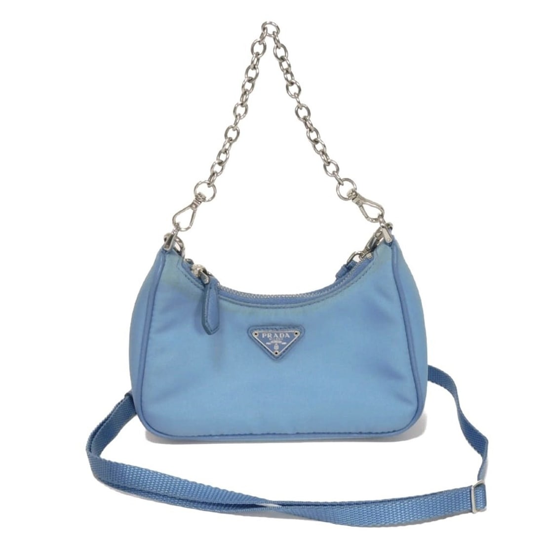 Prada PRADA Shoulder Bag Re-Edition Tessuto Micro Mini Chain 2-Way Hand Pouch Triangle Logo Blue: --- Catalog ---Category: SizeSize (HxWxD): 11cm x 15cm x 4cm / 4.33'' x 5.9'' x 1.57''Category: DesignType: Pouch, Shoulder bagColor: BlueGender: Men,WomenMaterial: Nylon Category: GeneralMPN: 1TT122B
