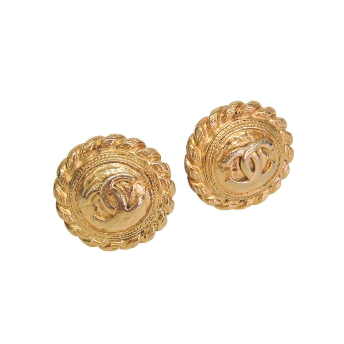 Chanel COCO Mark Vintage Earrings Gold Plating Clip Earrings Gold: --- Catalog ---Category: SizeSize (HxWxD): 28.00mm x 30.00mm / 1.10'' x 1.18''Category: DesignType: Clip earringsColor: GoldStone: No StoneStyle: FashionGender: WomenMaterial: Gold platingCategory: Ge