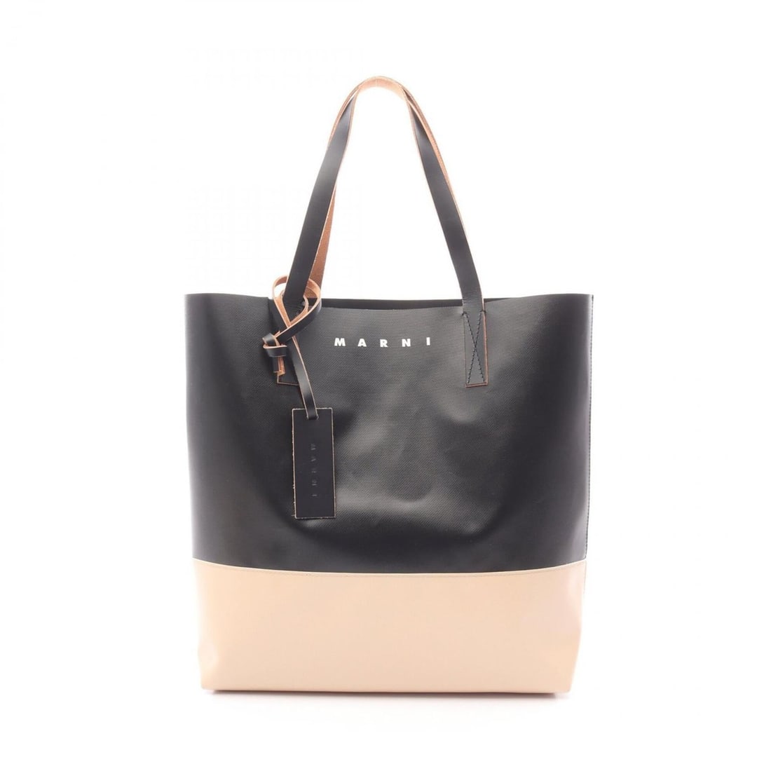 MARNI TRIBECA Tote Bag Handbag, Coated Canvas Leather, Men's & Women's, Black/Beige, SHMPD0081AO: --- Catalog ---Category: SizeSize (HxWxD): 37cm x 34cm x 8cm / 14.56'' x 13.38'' x 3.14''Category: DesignType: Handbag, Tote bagColor: Beige, BlackGender: Men,WomenMaterial: Coated canvas , PVC , Leat