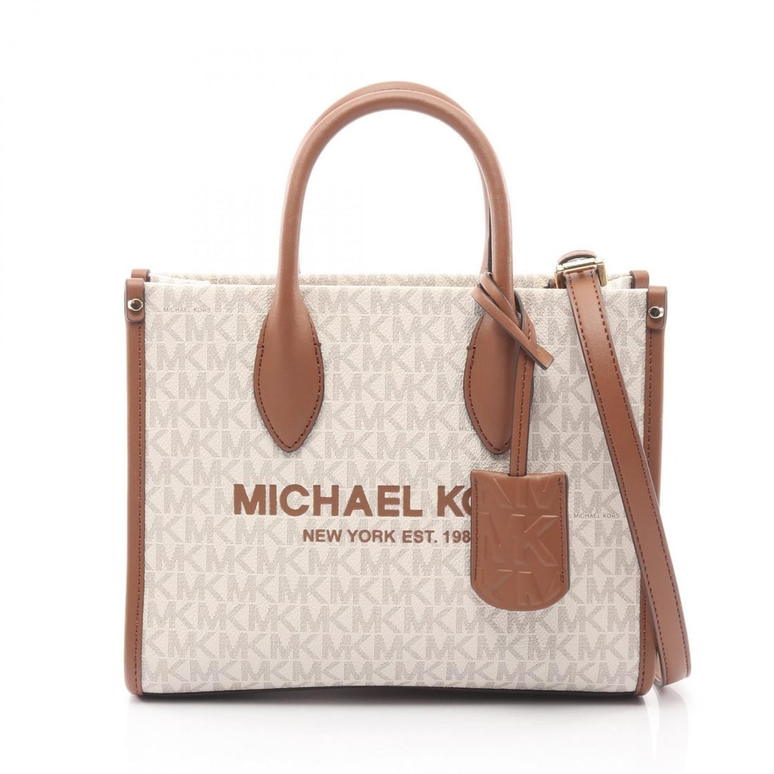 Michael Kors MIRELLA S MK Signature Handbag, Coated Canvas Leather, Women's, White/Brown, 35F2G7ZC5B: --- Catalog ---Category: SizeSize (HxWxD): 19cm x 24.5cm x 9cm / 7.48'' x 9.64'' x 3.54''Category: DesignType: HandbagColor: Brown, WhiteGender: WomenMaterial: Leather , PVC , Coated canvas Category: 