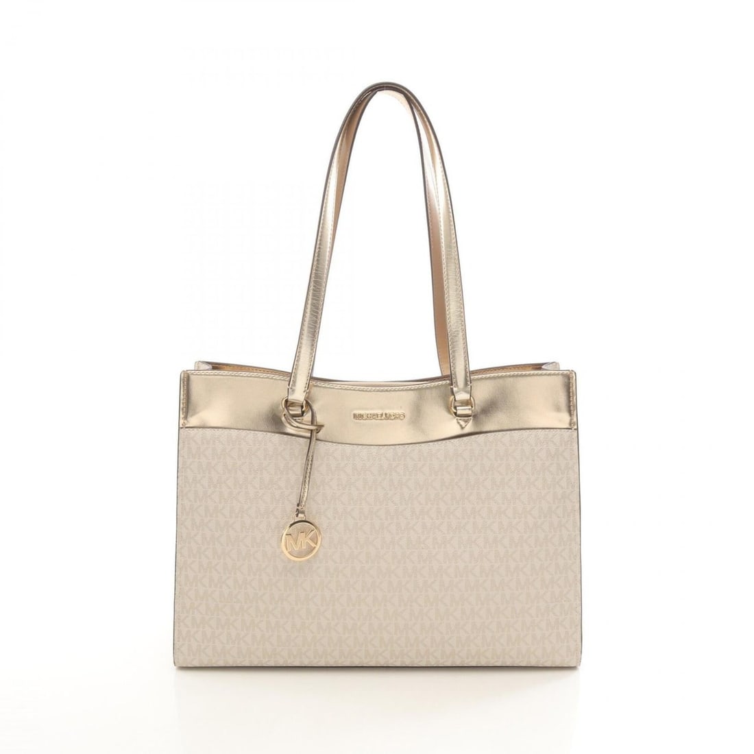 Michael Kors JET SET TRAVEL Pocket Tote Large Bag Handbag Coated Canvas Leather Women's Ivory/Gold: --- Catalog ---Category: SizeSize (HxWxD): 27cm x 38cm x 12cm / 10.62'' x 14.96'' x 4.72''Category: DesignType: Handbag, Tote bag, Weekend bagColor: Gold, IvoryGender: WomenMaterial: Coated canvas , P