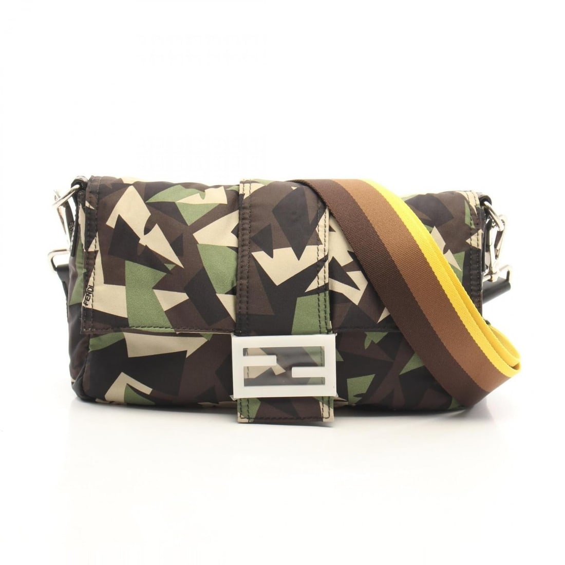 Fendi Mamma Baguette Shoulder Bag/Handbag, Nylon and Leather, Women's, Khaki/Brown/Multicolor,: --- Catalog ---Category: SizeSize (HxWxD): 16cm x 25cm x 3cm / 6.29'' x 9.84'' x 1.18''Category: DesignType: Handbag, Shoulder bagColor: Brown, Khaki, Multi-colorGender: WomenMaterial: Nylon , Leather