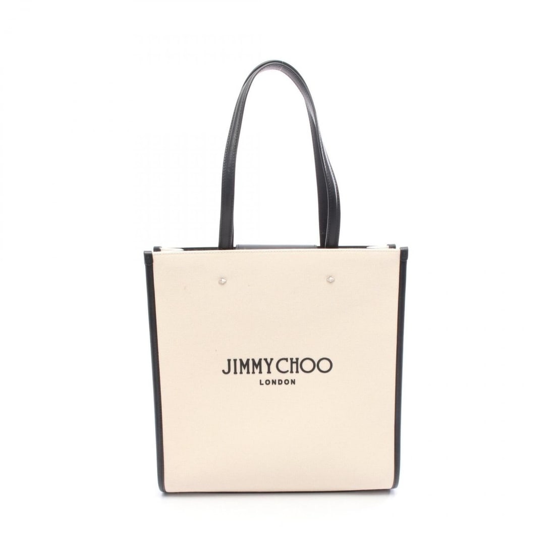 Jimmy Choo N S Tote M Bag Handbag Canvas Leather Women's Ivory Black: --- Catalog ---Category: SizeSize (HxWxD): 31cm x 31cm x 10cm / 12.2'' x 12.2'' x 3.93''Category: DesignType: Handbag, Tote bagColor: Black, IvoryGender: WomenMaterial: Canvas , Leather Category: Gene