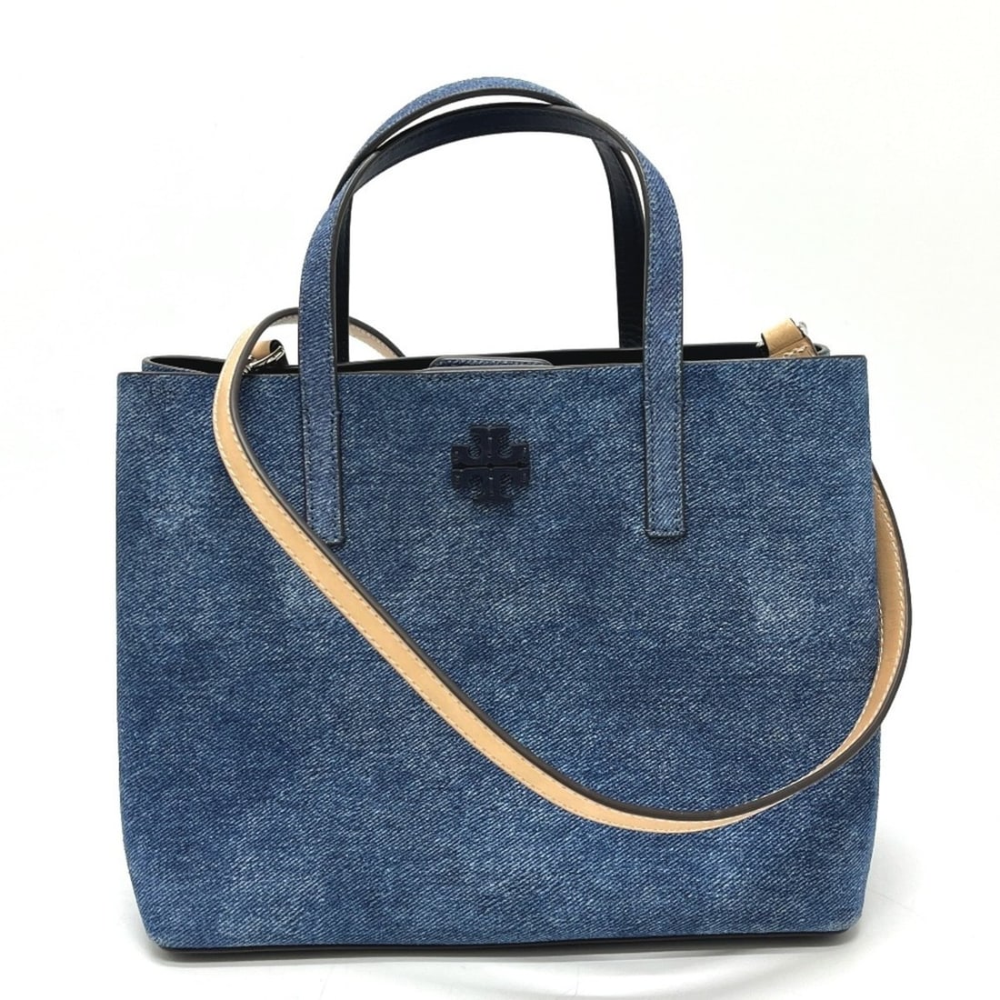Tory Burch 10010539 11-25 Logo Blake 2-Way Tote Bag, Denim, Women's, Blue, Like New (1 of 14)