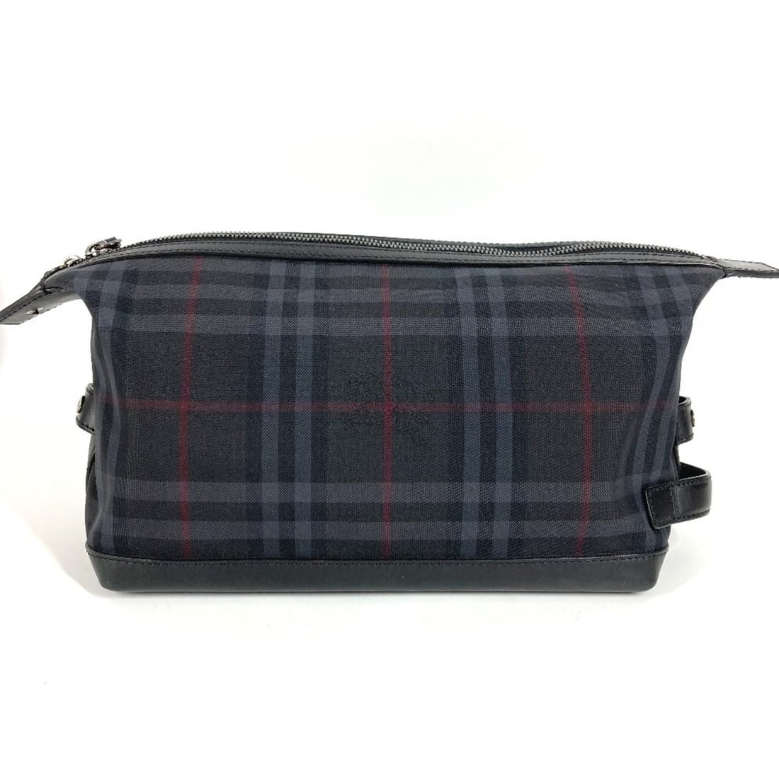 BURBERRY Check Logo Bag, Handbag, Pouch, Clutch Second Nylon Canvas, Leather, Men's, Women's, Black: --- Catalog ---Category: SizeSize (HxWxD): 17cm x 25cm x 12cm / 6.69'' x 9.84'' x 4.72''Category: DesignType: Clutch bag, Handbag, PouchColor: BlackGender: Men,WomenMaterial: Nylon canvas , Leather Ca