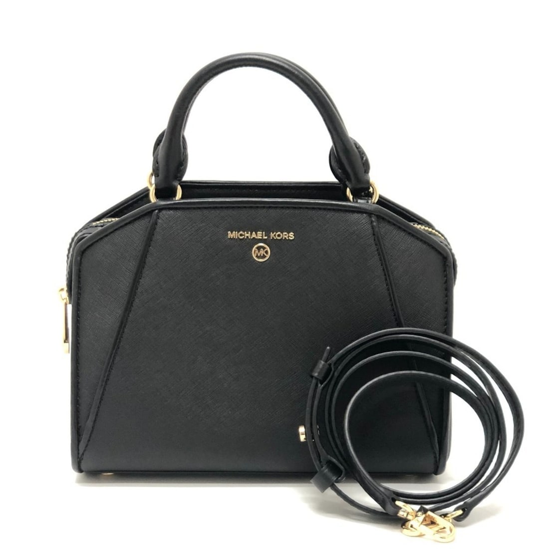 Michael Kors CLEO Satchel Small Logo Bag, 2-Way Crossbody Shoulder Handbag, Women's, Black, Like New: --- Catalog ---Category: SizeSize (HxWxD): 18cm x 23cm x 11cm / 7.08'' x 9.05'' x 4.33''Category: DesignType: HandbagColor: BlackGender: WomenMaterial: PVC Category: GeneralBrand: Michael Kors--- Item
